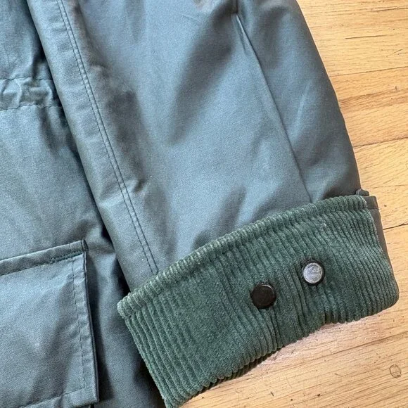 Vintage Woolrich Waxed Cotton Raincoat Jacket Women's M Olive Green Wool Tartan - Picture 3 of 10